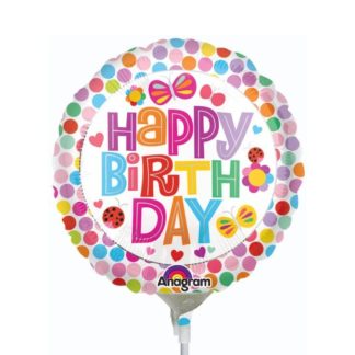 Mini folija balon Happy birthday pikice 23cm